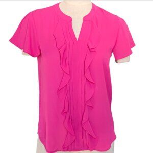 NWT Banana Republic Flutter-Sleeve Ruffle Blouse Sz Petite XS Pink #43K